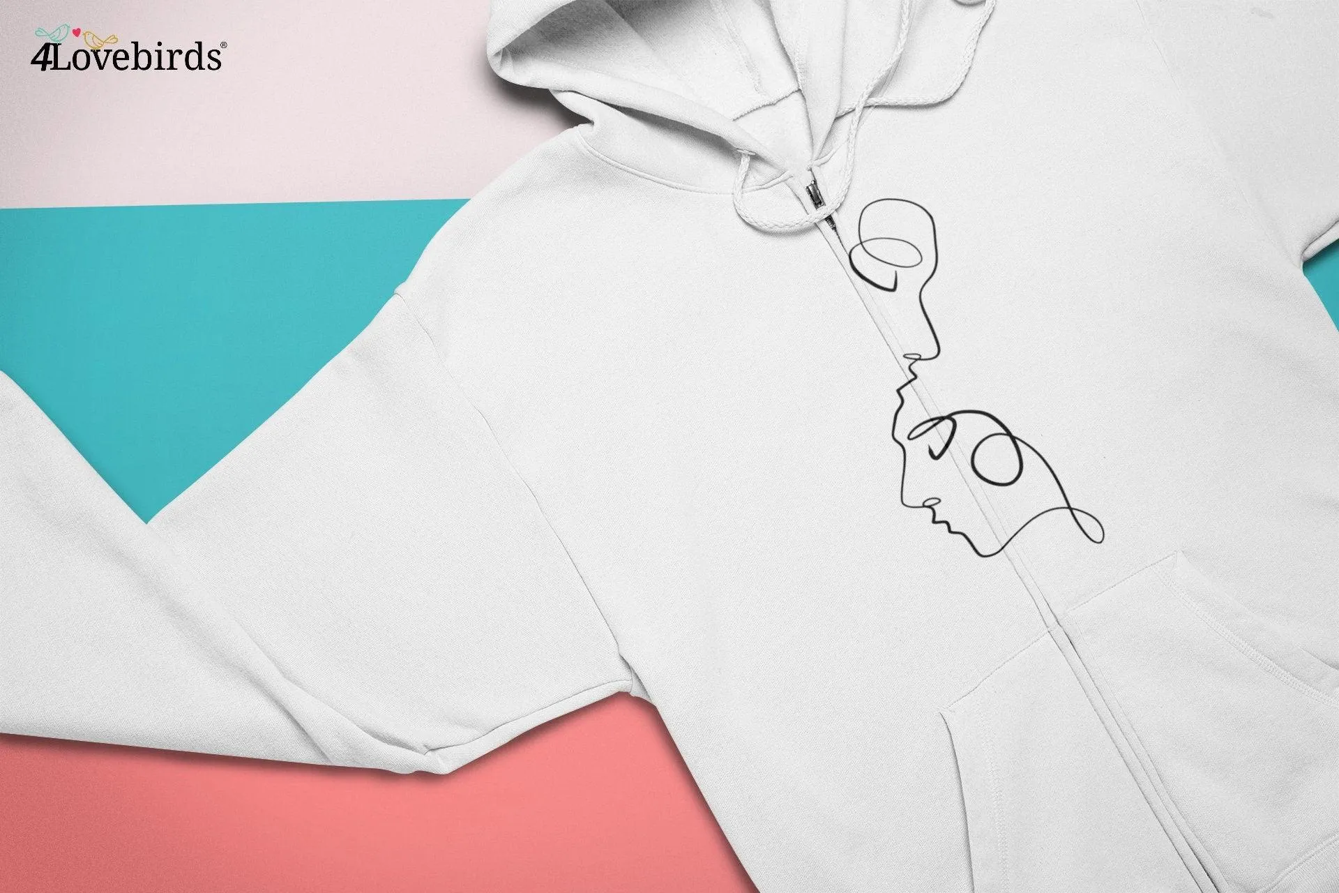 Abstract Face Hoodie, Lovers T-shirt, Gift for Couples, Valentine Sweatshirt, Boyfriend / Girlfriend Longsleeve, Cute basic Tshirt