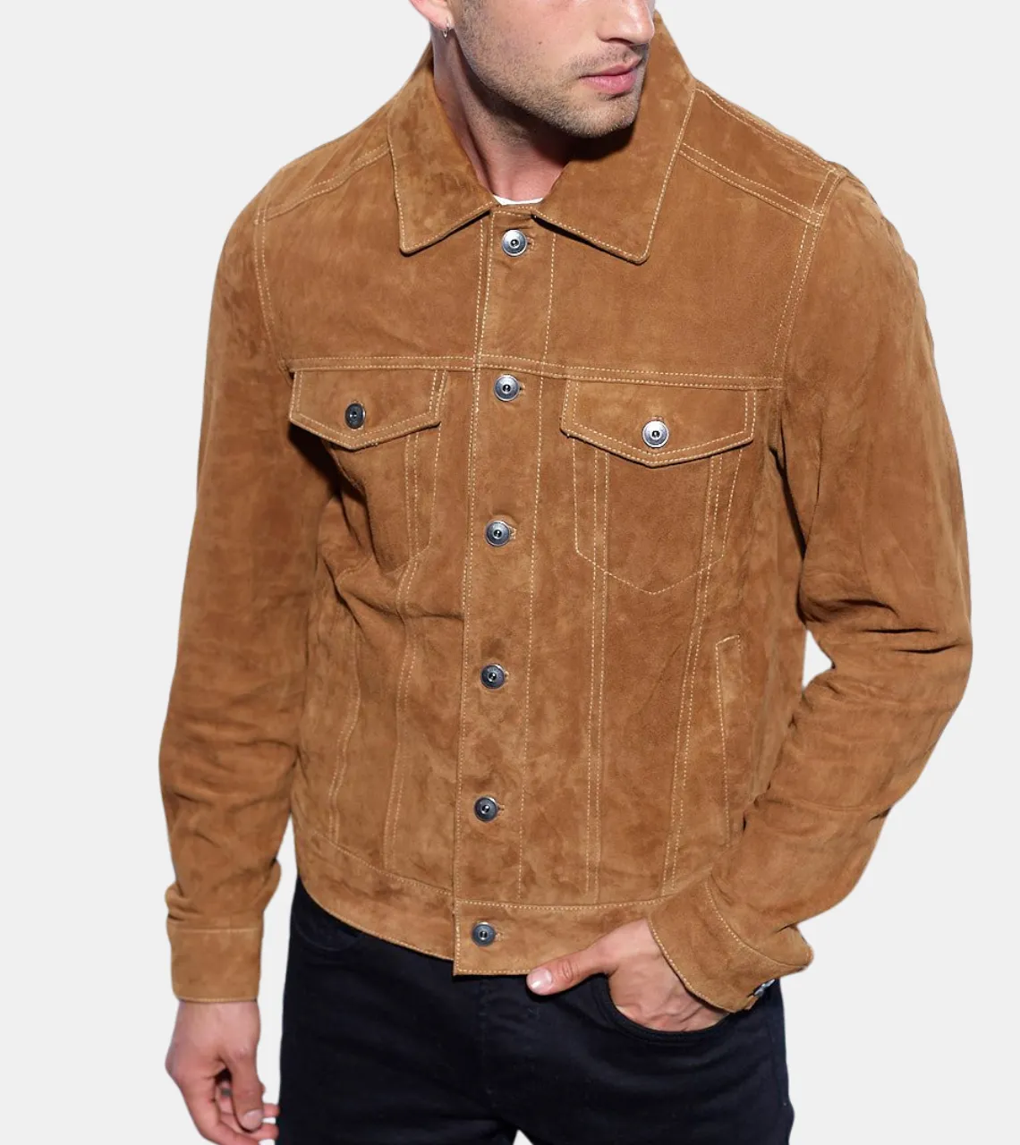 Alarick Men's Brown Suede Leather Jacket
