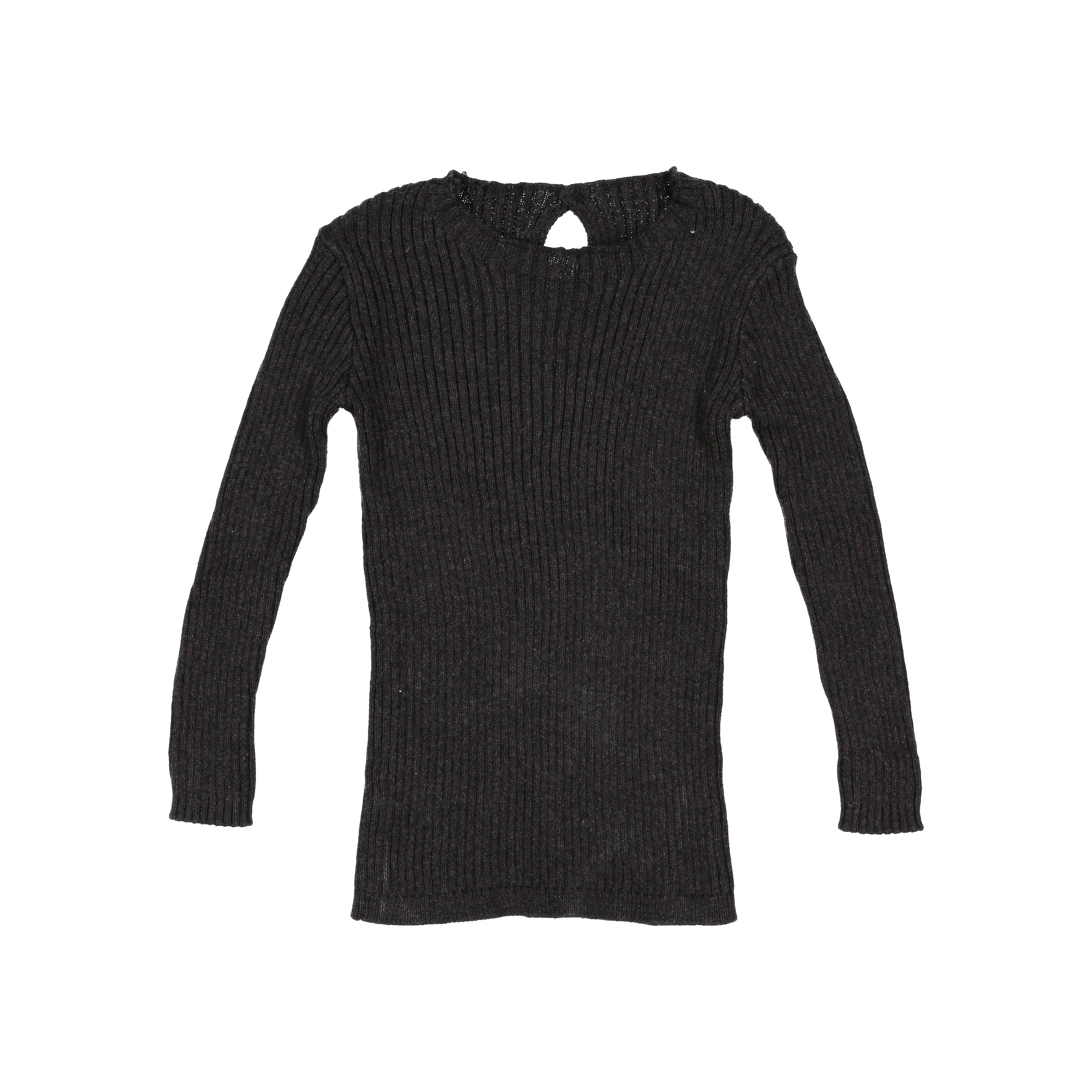 ANALOGIE BY LIL LEGS HEATHER GREY RIBBED KNIT SWEATER
