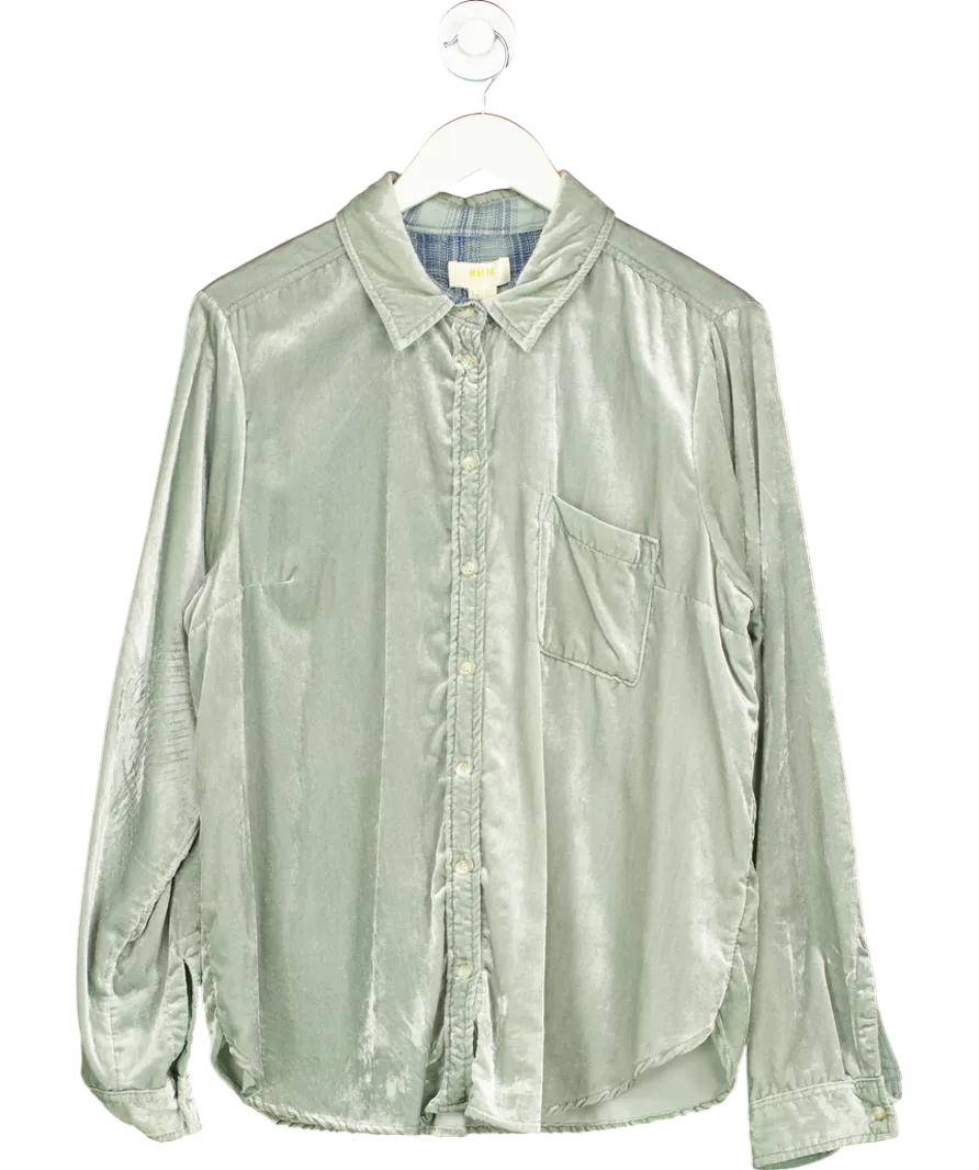 Anthropologie Maeve Green Velvet Button Down Blouse UK 16