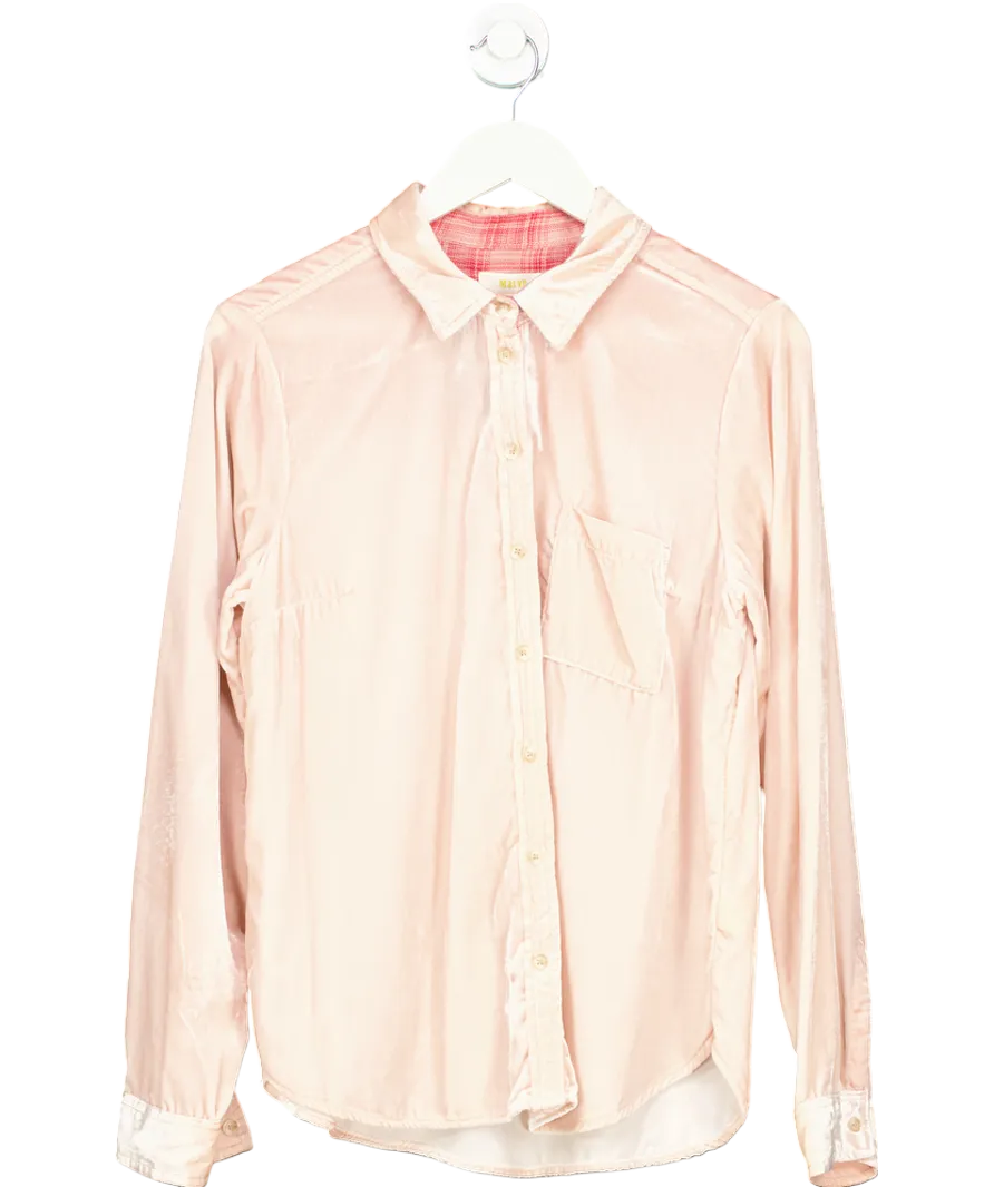 Anthropologie Maeve Pink Velvet Button Down Blouse UK 12