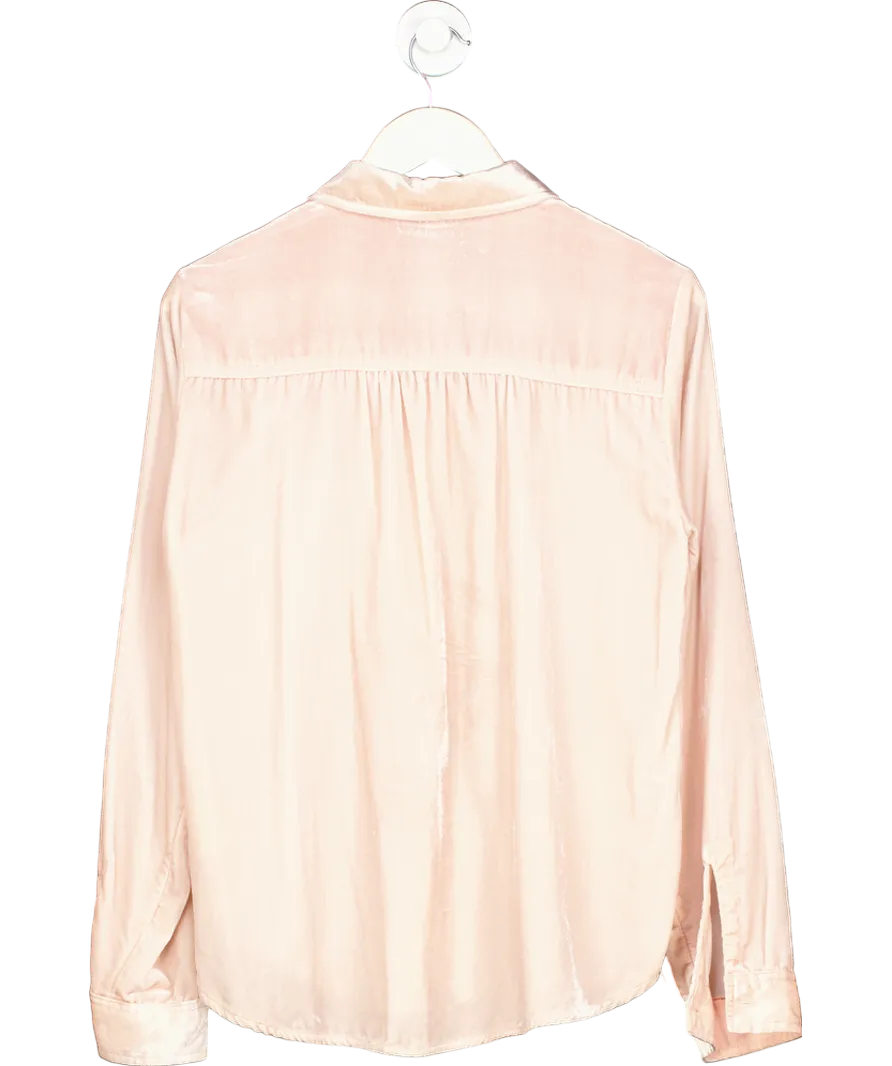 Anthropologie Maeve Pink Velvet Button Down Blouse UK 12