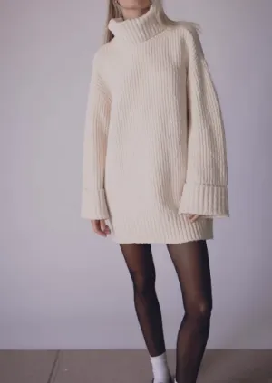 Beige Turtleneck Cozy Sweater