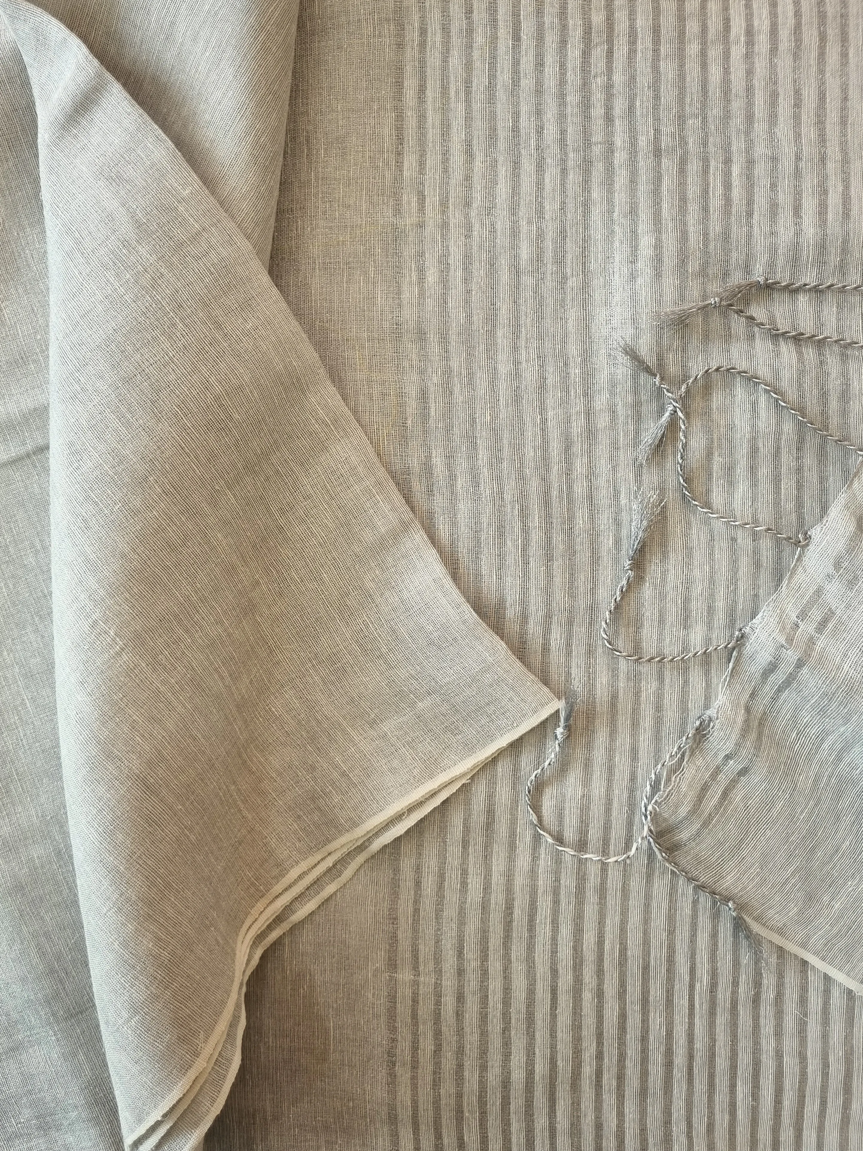 Borderless Silver Linen Tissue Saree