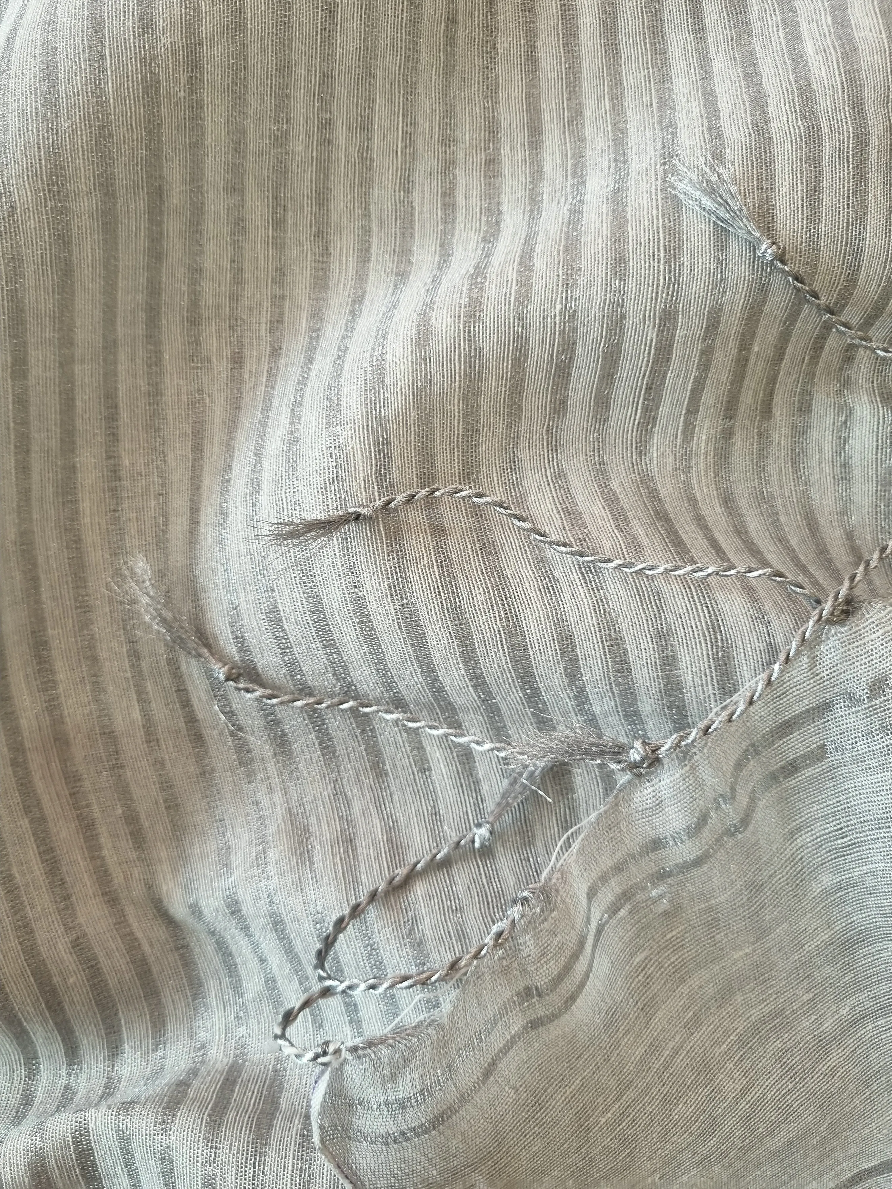 Borderless Silver Linen Tissue Saree