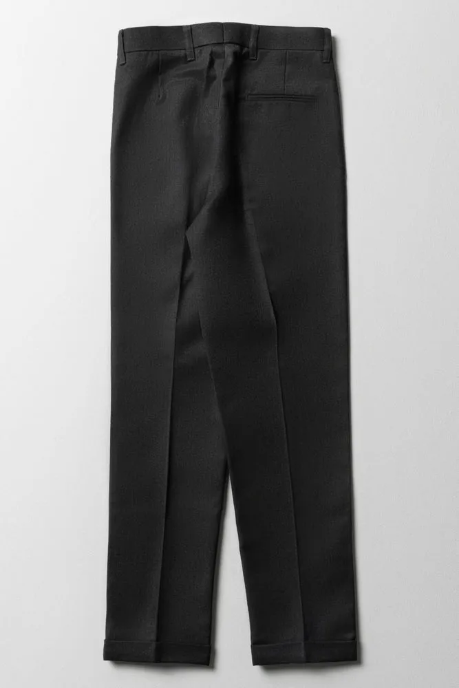 Boys School Turn Up Pants Grey