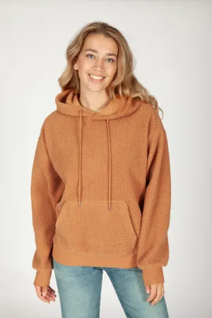 Chlo Relaxed Fit Teddy Sherpa Hoodie in Biscuit