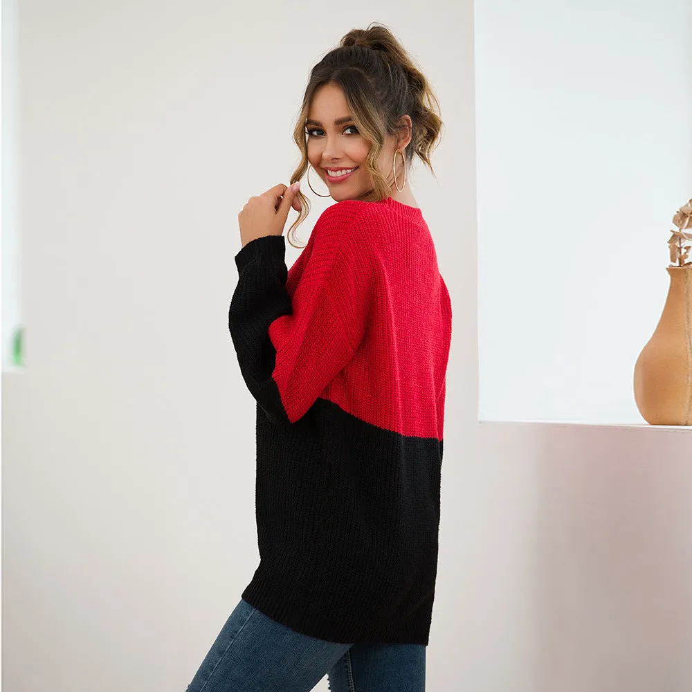 Colour Block  Loose Jumper Top