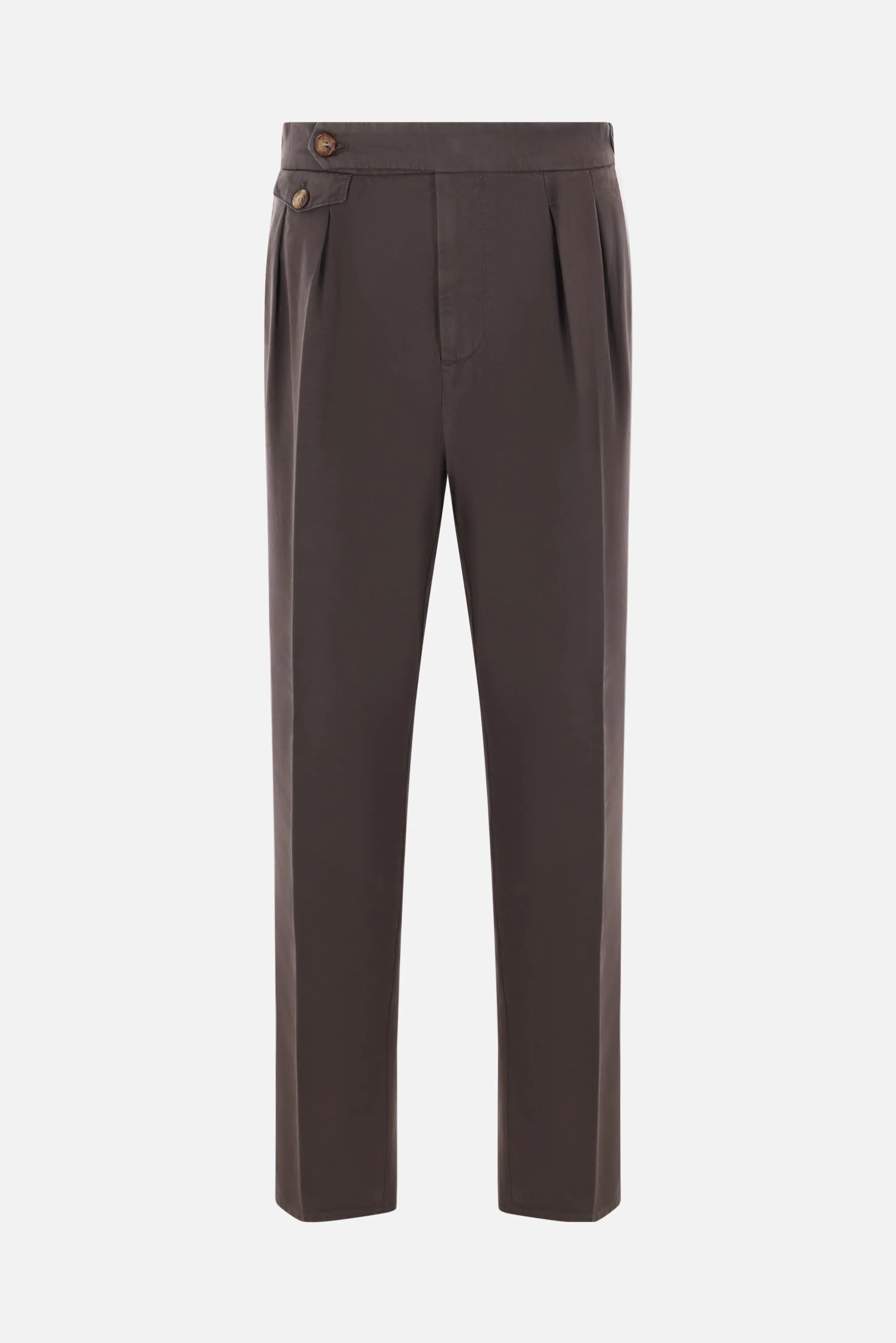 Double Pleated Gabardine Cotton Trousers