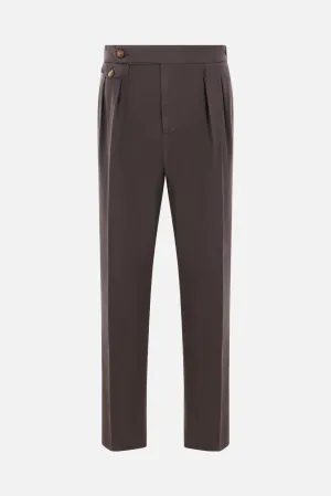 Double Pleated Gabardine Cotton Trousers
