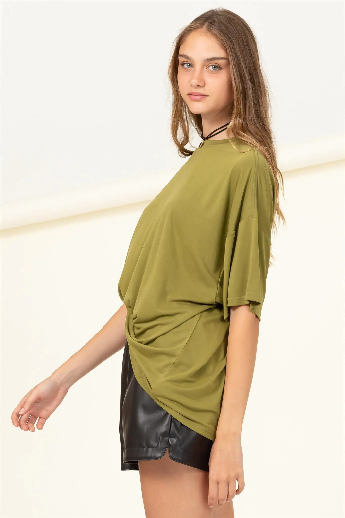 DZ23A156-OVERSIZED SHORT SLEEVE BASIC TOP
