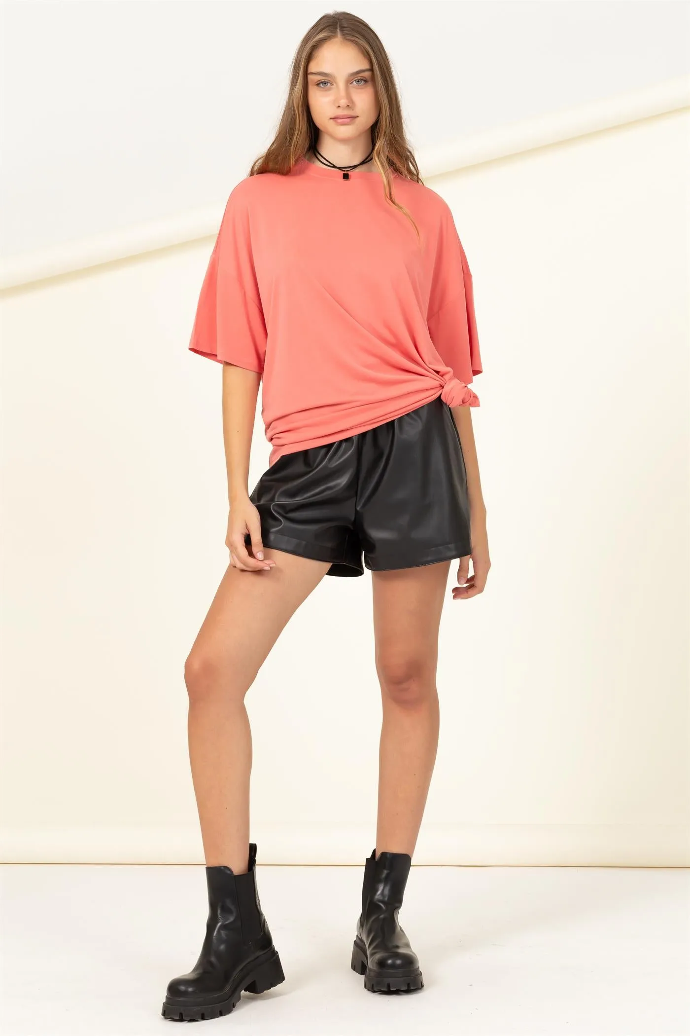 DZ23A156-OVERSIZED SHORT SLEEVE BASIC TOP