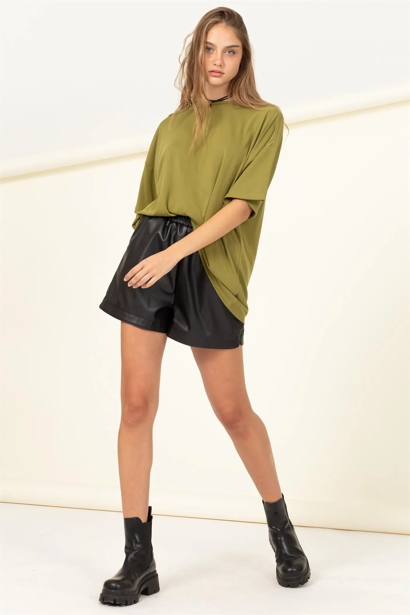 DZ23A156-OVERSIZED SHORT SLEEVE BASIC TOP