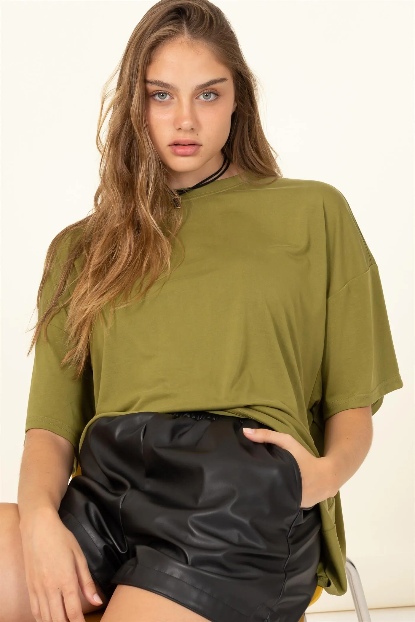 DZ23A156-OVERSIZED SHORT SLEEVE BASIC TOP