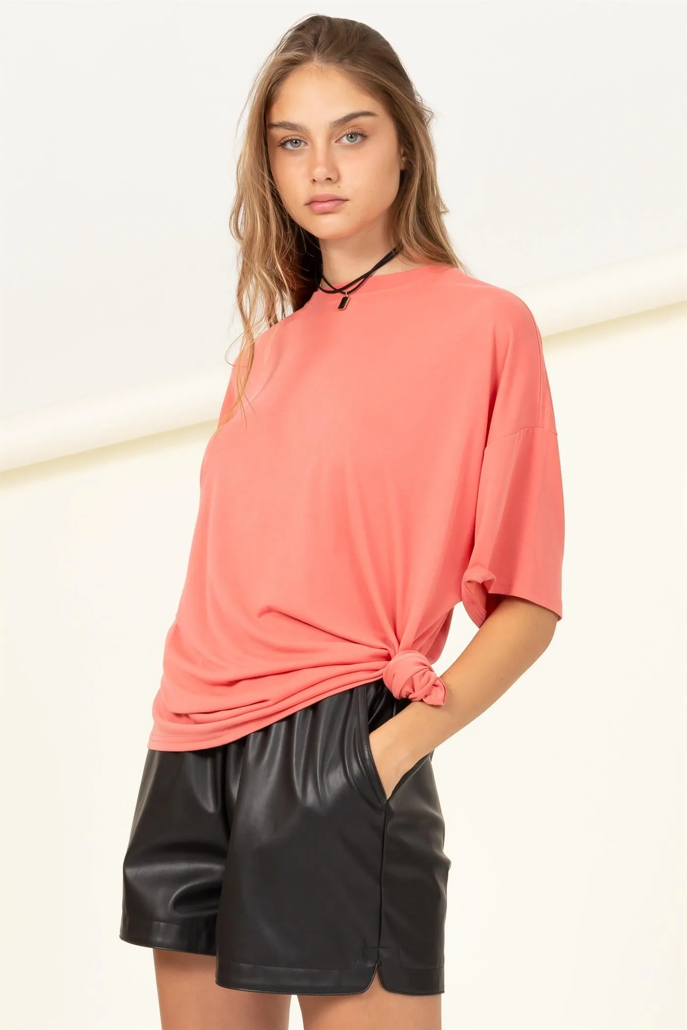 DZ23A156-OVERSIZED SHORT SLEEVE BASIC TOP