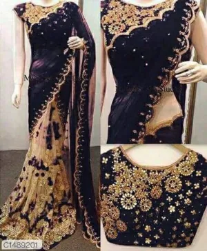 Elegant Embroidered Georgette Net Saree For Women