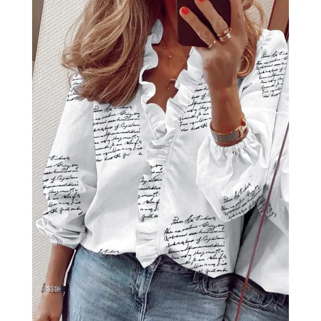 Elegant ruffles blouse