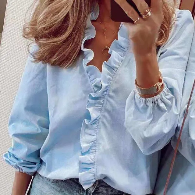 Elegant ruffles blouse