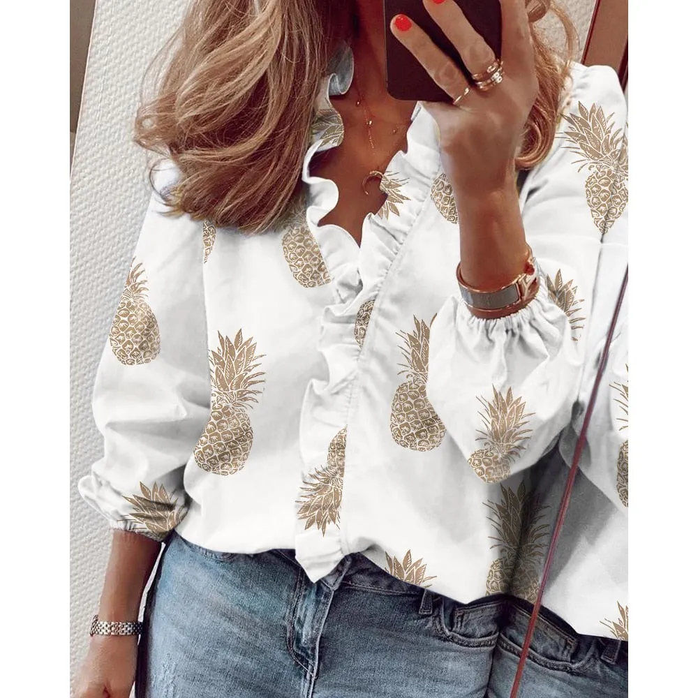 Elegant ruffles blouse