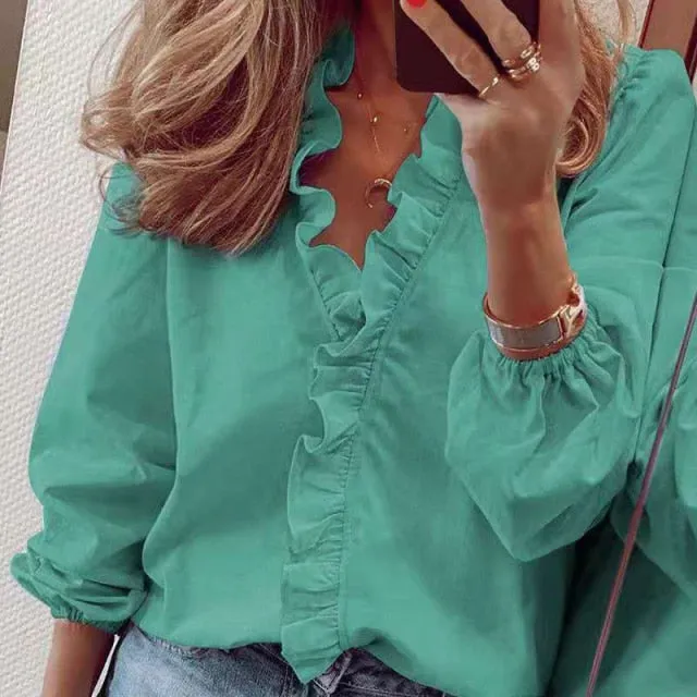 Elegant ruffles blouse
