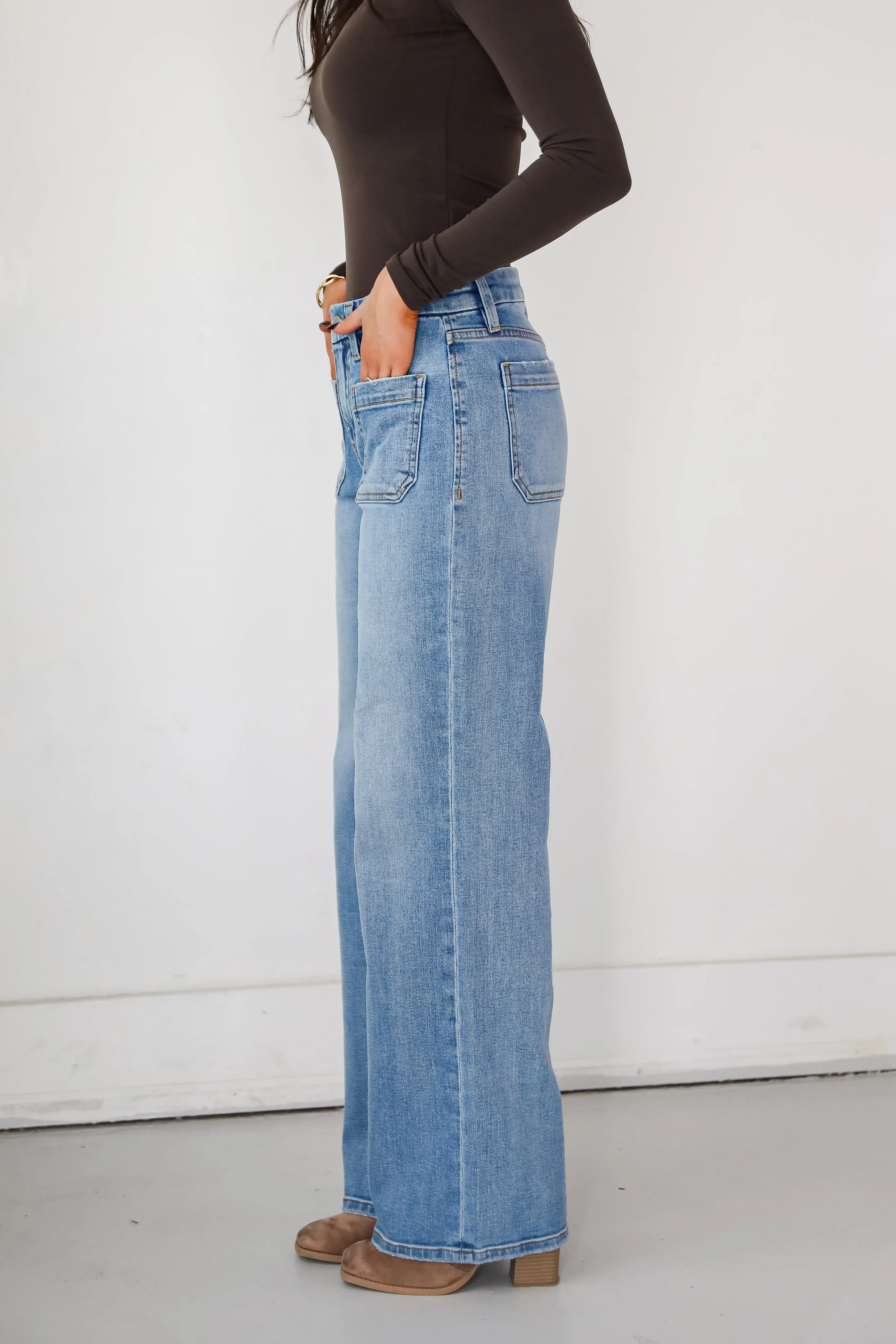 Eliana Medium Wash High-Rise Wide Leg Jeans