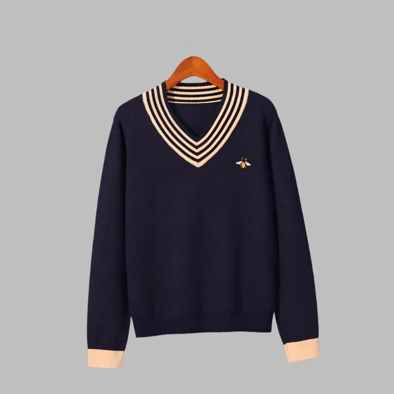 Embroidered Bee Pullover Bottoming Shirt, Unisex Soft Sweater