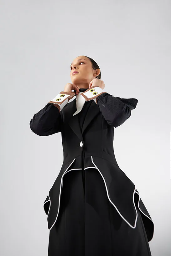 Fashion Asymmetrical Collar Blouse Black