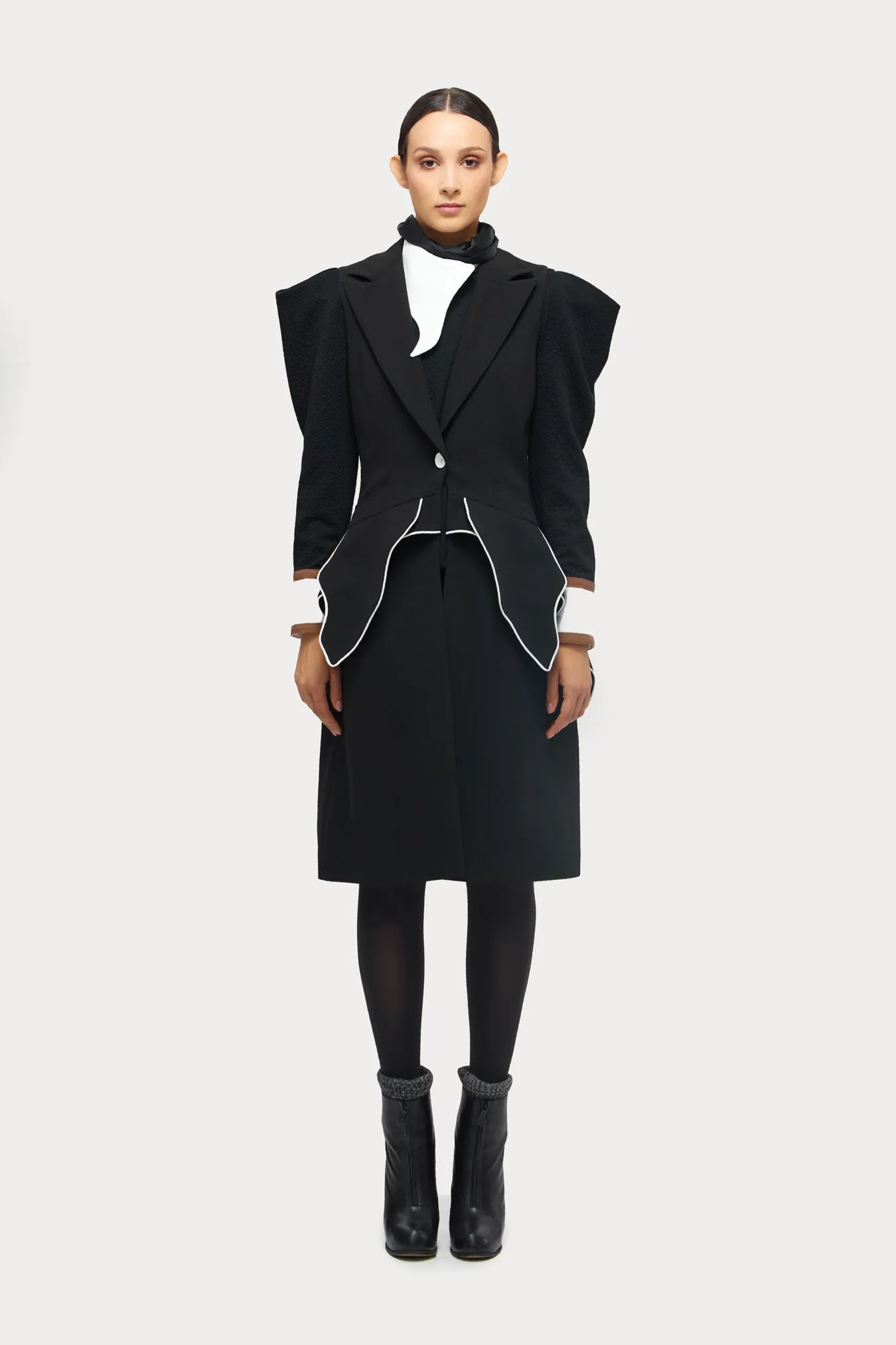 Fashion Asymmetrical Collar Blouse Black