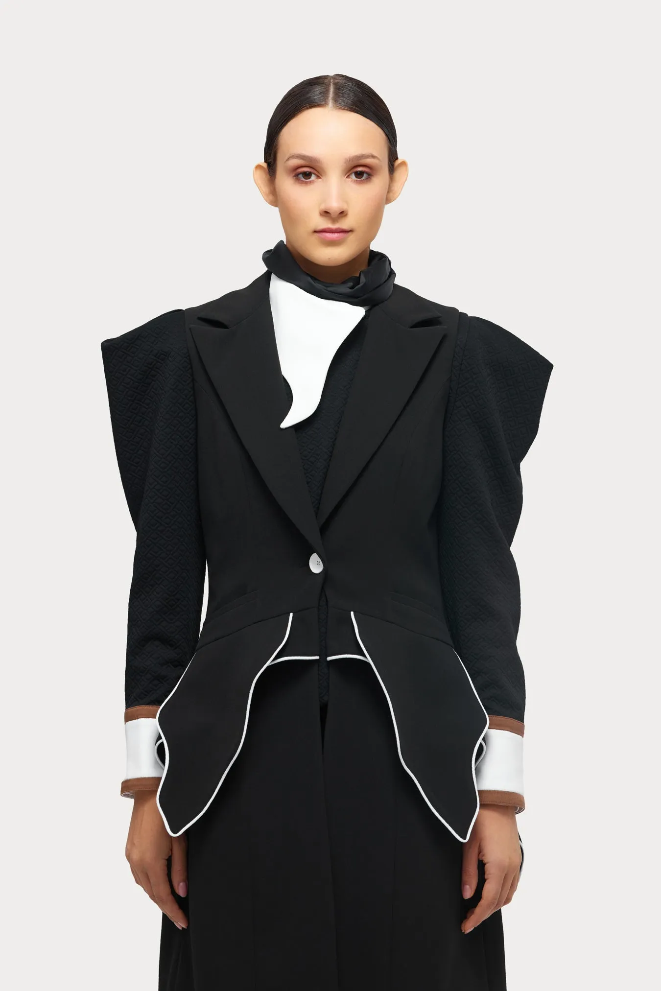 Fashion Asymmetrical Collar Blouse Black