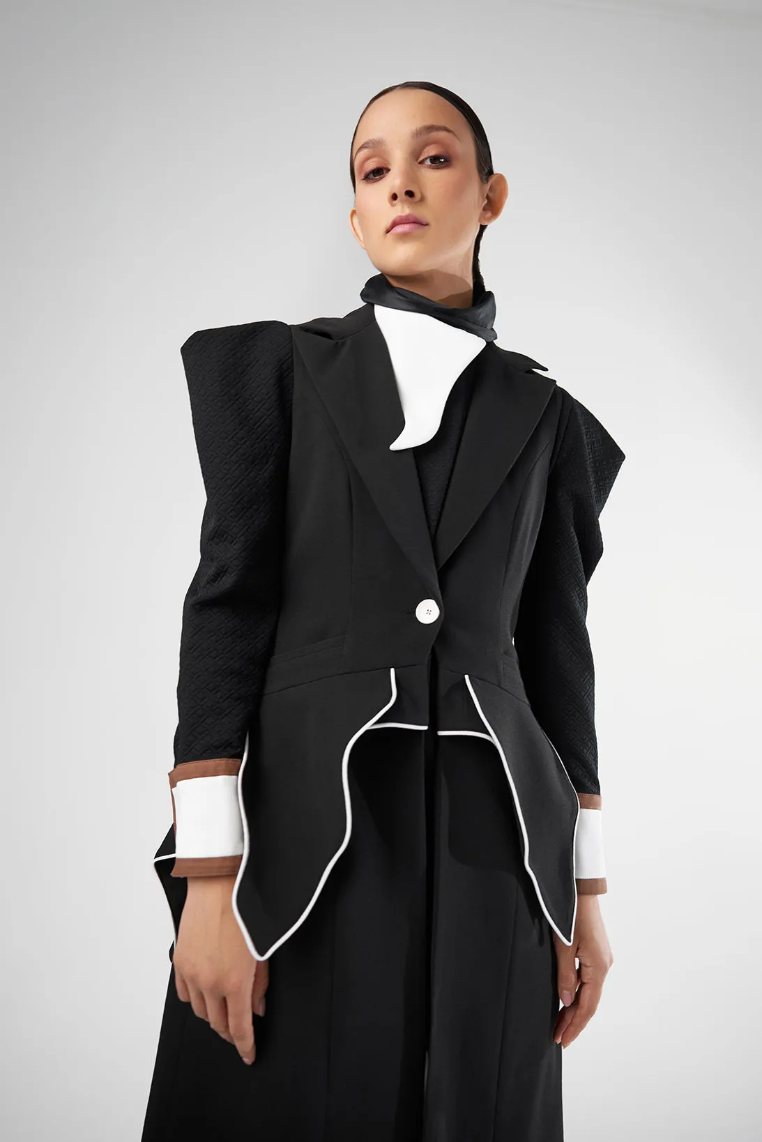 Fashion Asymmetrical Collar Blouse Black