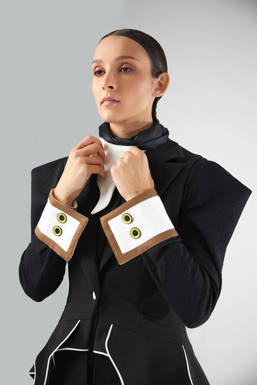 Fashion Asymmetrical Collar Blouse Black