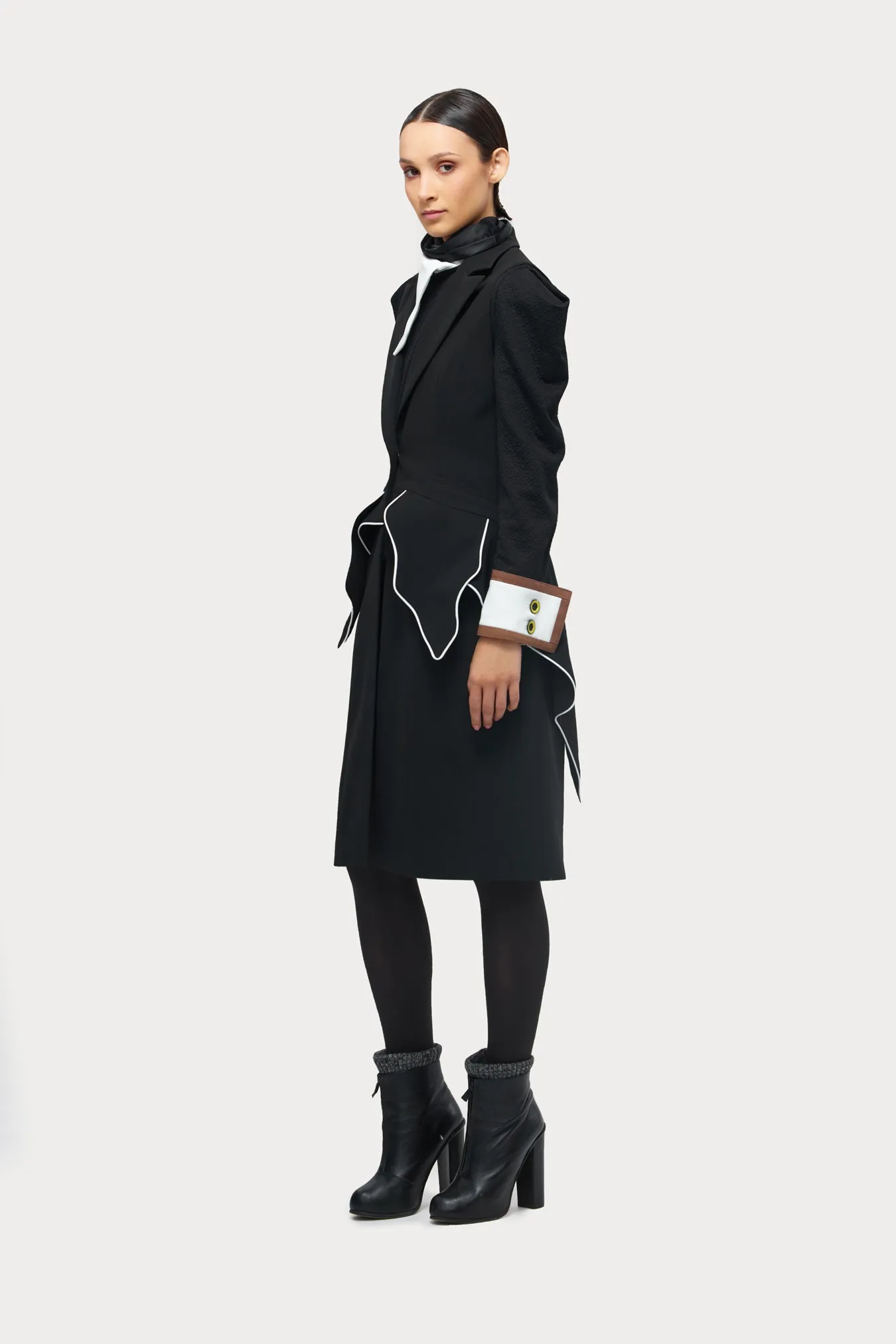 Fashion Asymmetrical Collar Blouse Black