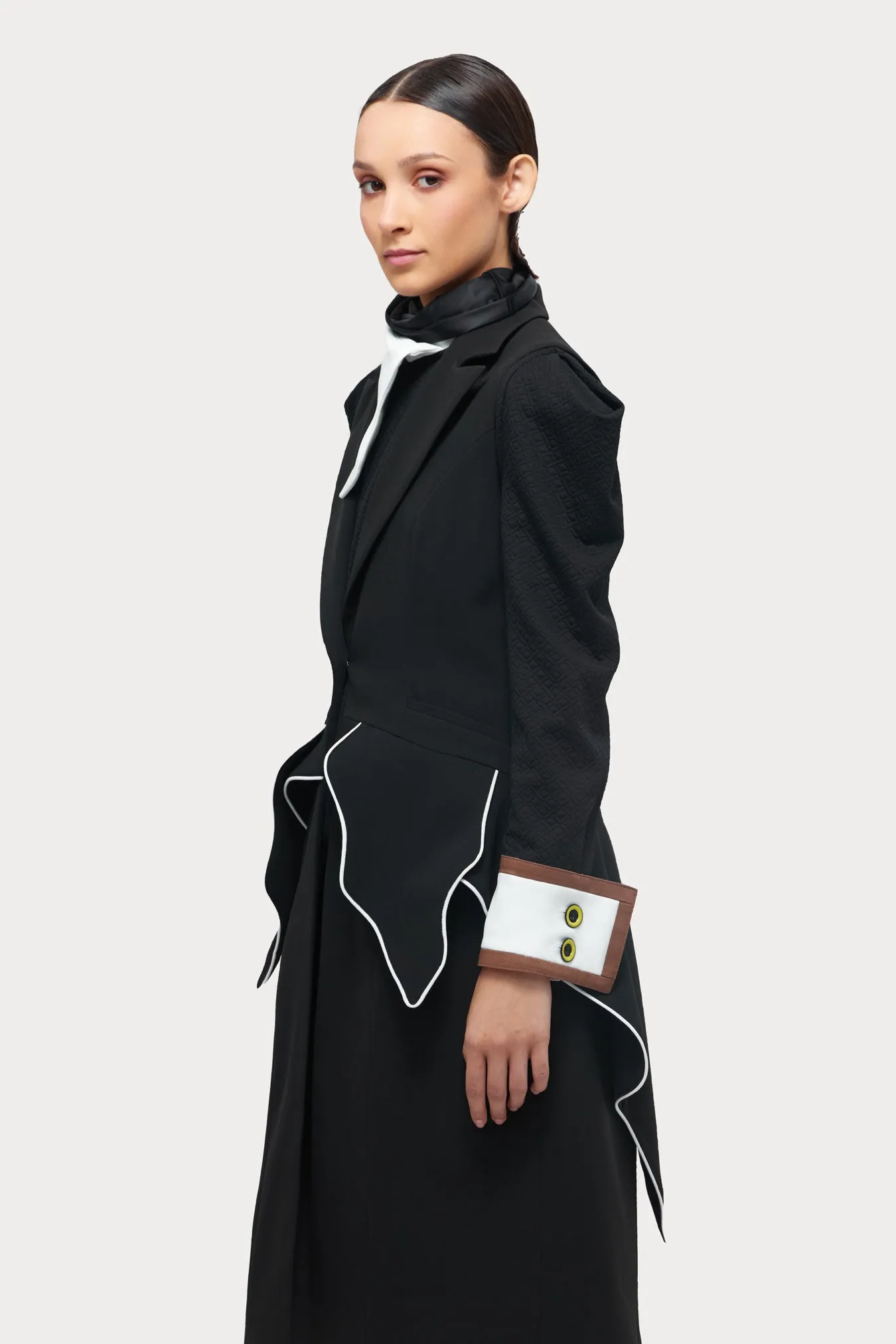 Fashion Asymmetrical Collar Blouse Black