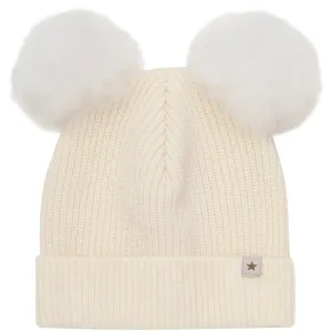 Huttelihut Snow White Hat Knit W. Alpaca Pompoms