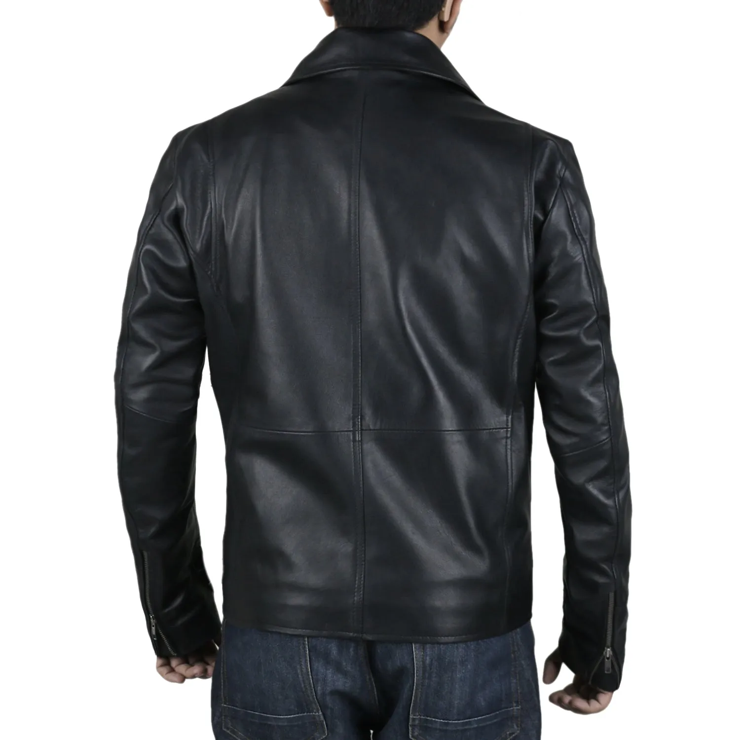 Leather Jackets Hub Mens Genuine Lambskin Leather Jacket (Black, Aviator Jacket) - 1801004