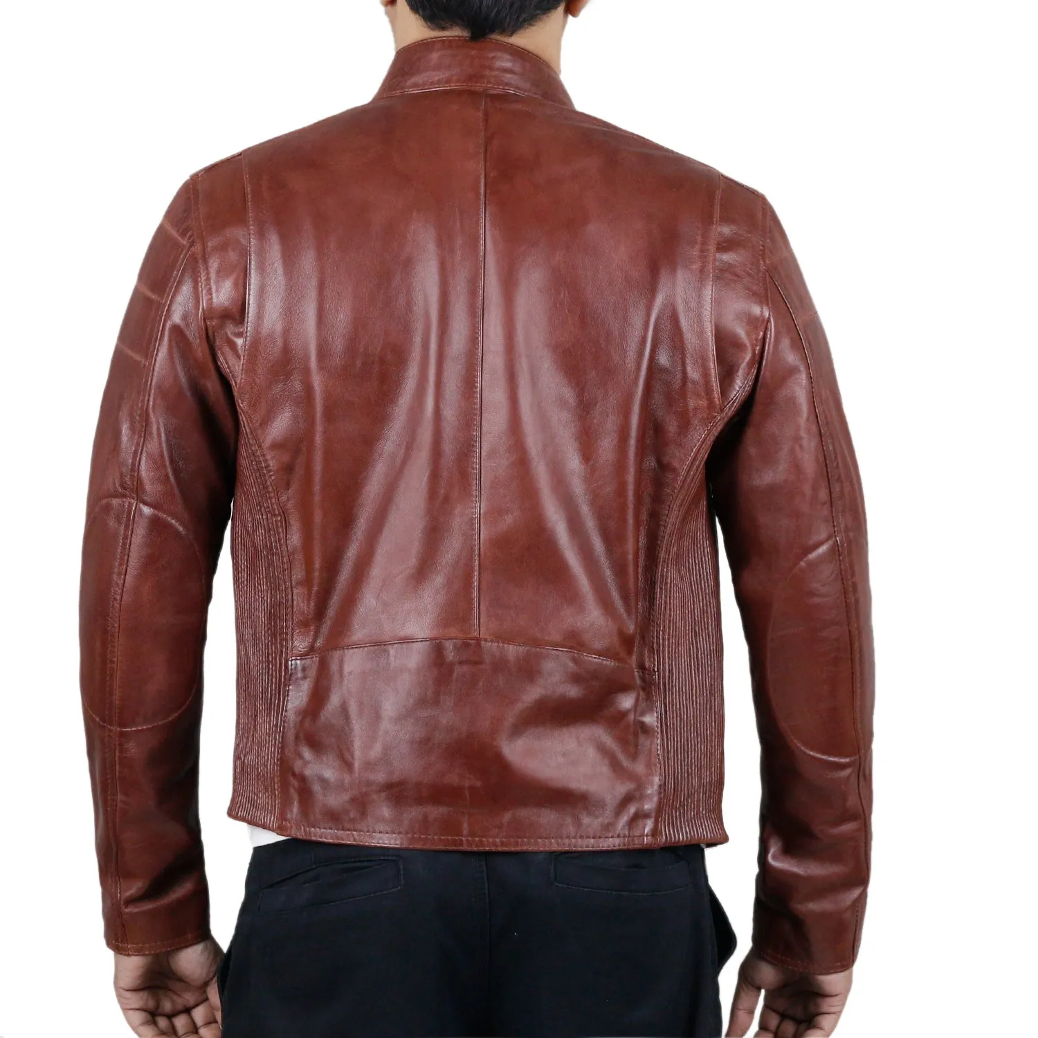 Leather Jackets Hub Mens Genuine Lambskin Leather Jacket (Black, Racer Jacket) - 1501008