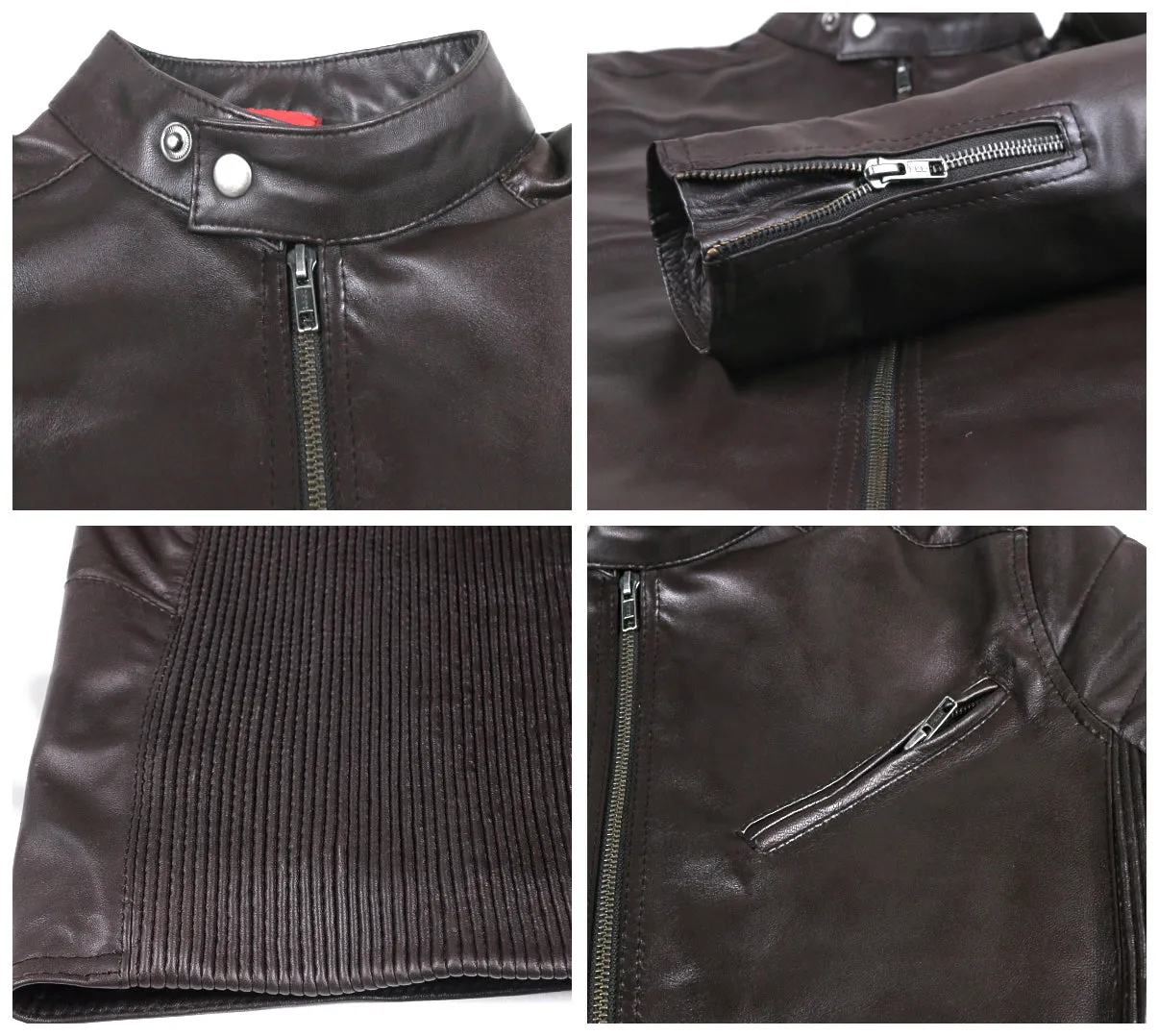 Leather Jackets Hub Mens Genuine Lambskin Leather Jacket (Black, Racer Jacket) - 1501008