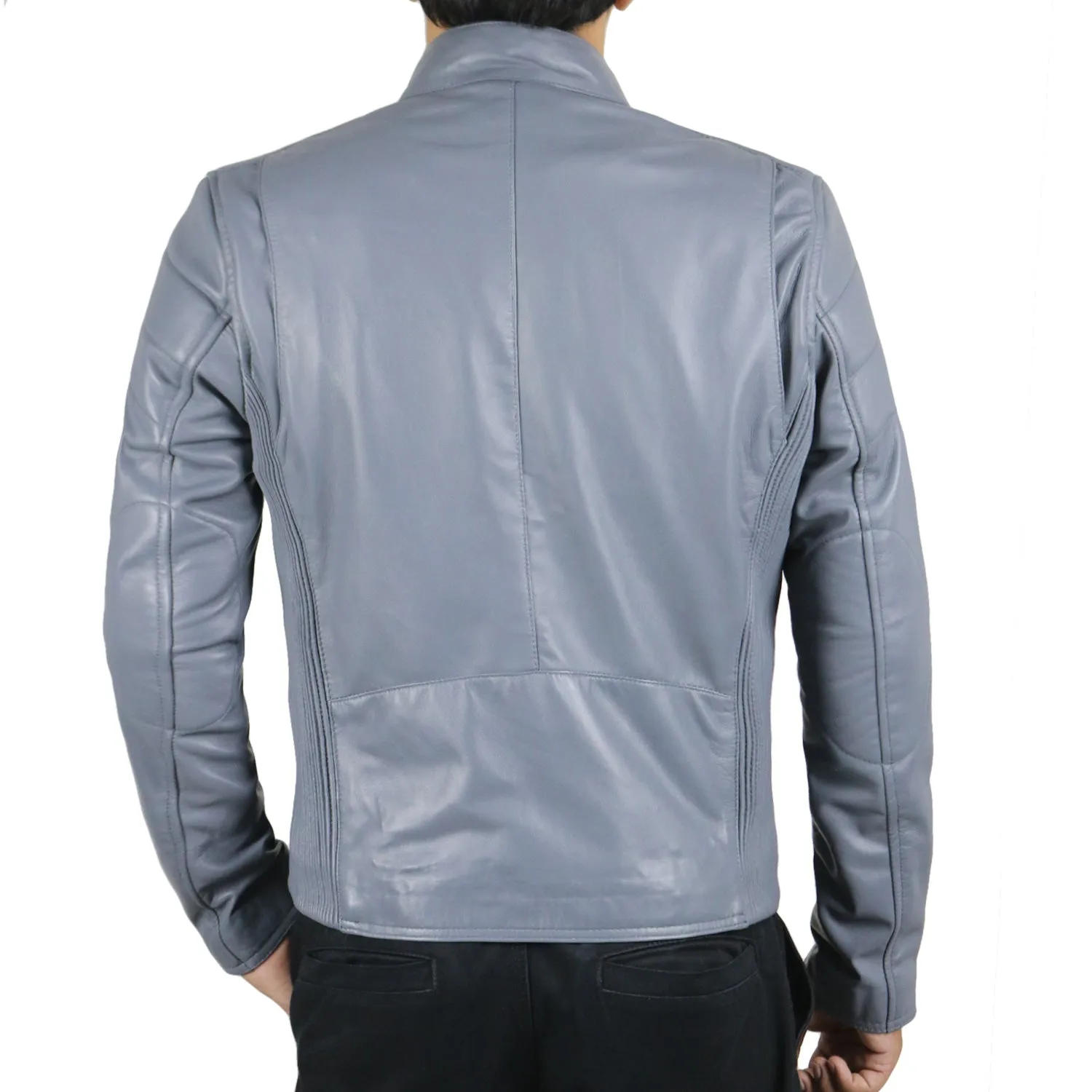Leather Jackets Hub Mens Genuine Lambskin Leather Jacket (Black, Racer Jacket) - 1501008