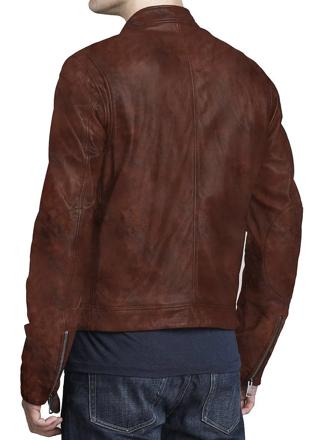 Leather Jackets Hub Mens Genuine Lambskin Leather Jacket (Black, Racer Jacket) - 1501316