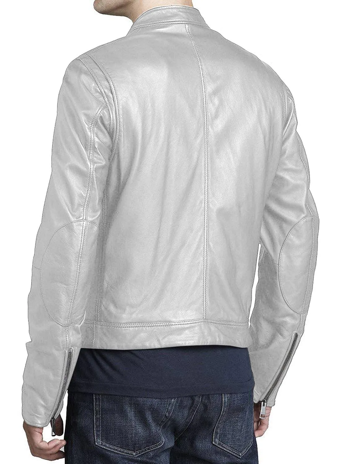 Leather Jackets Hub Mens Genuine Lambskin Leather Jacket (Black, Racer Jacket) - 1501316