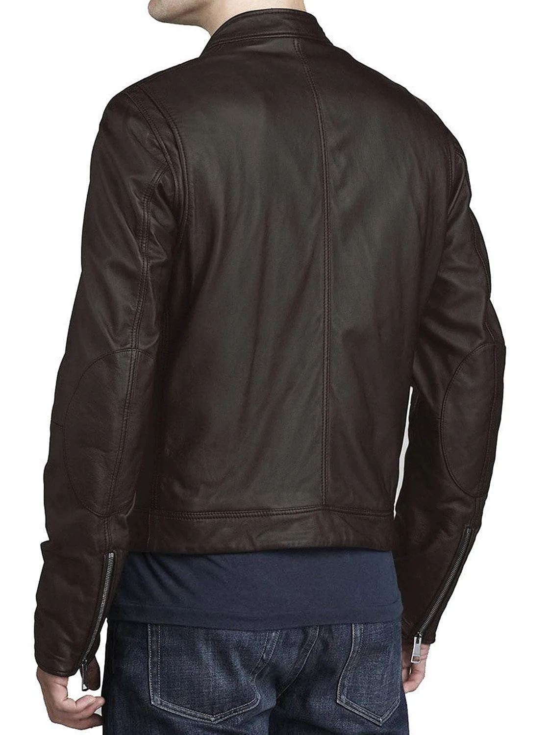 Leather Jackets Hub Mens Genuine Lambskin Leather Jacket (Black, Racer Jacket) - 1501316
