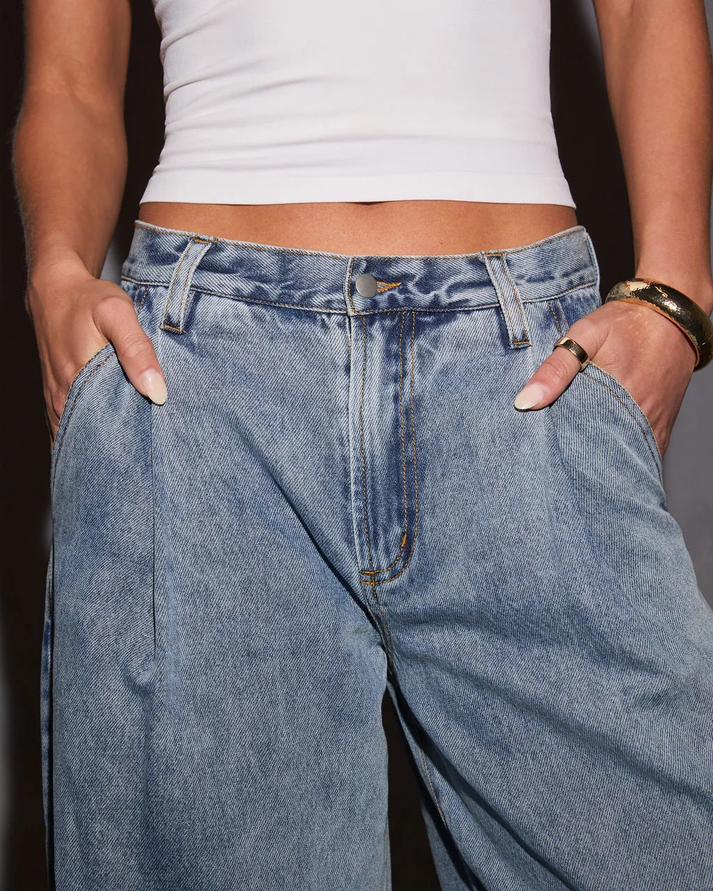 Lexington Pleated Wide Leg Jeans