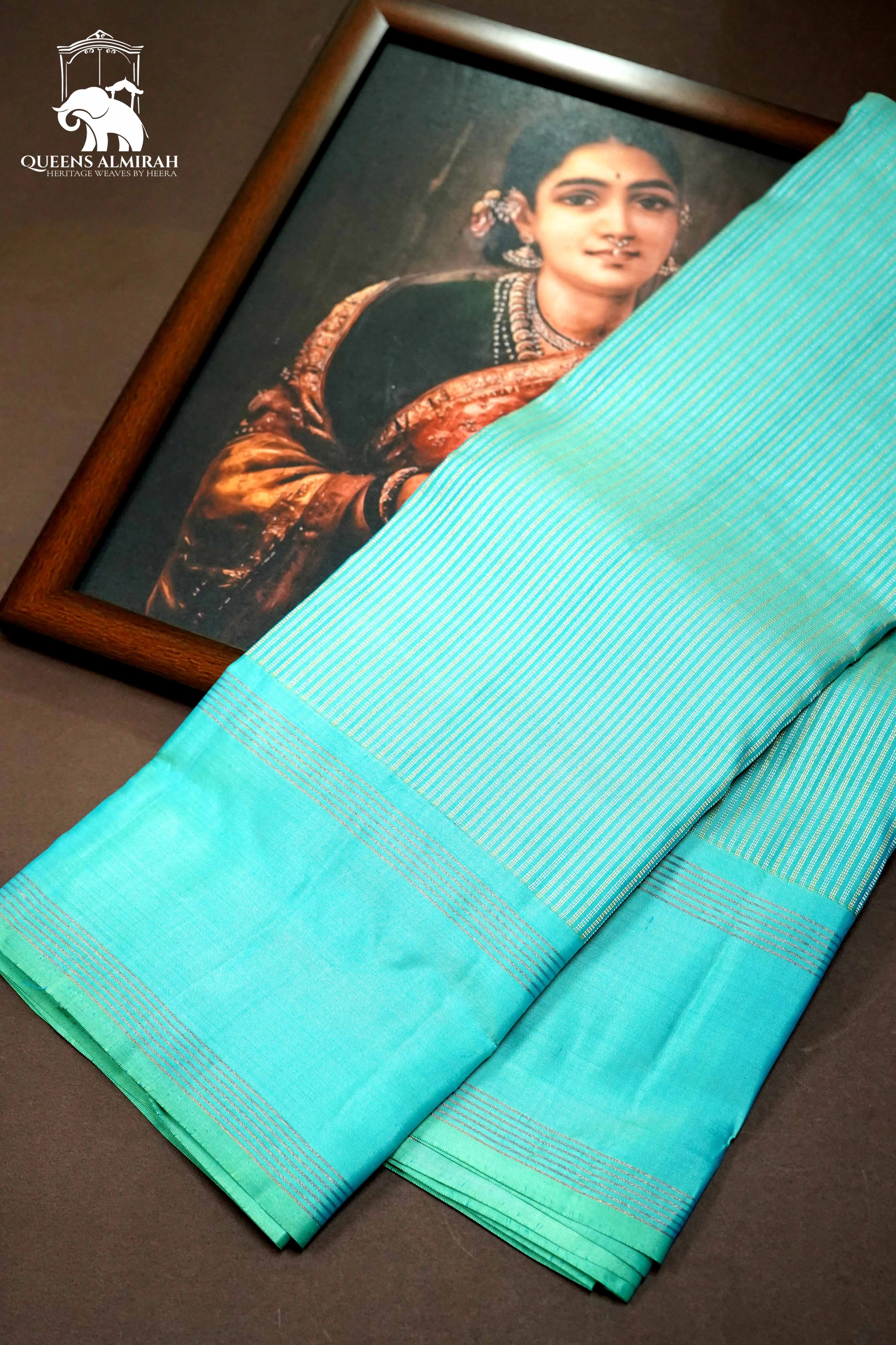 LIGHT TURQOISE BLUE WITH WOVEN BORDER KANCHIVARAM SILK SAREE