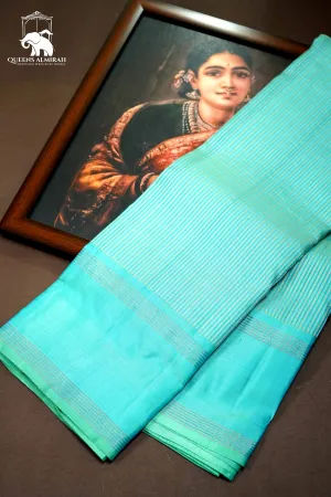 LIGHT TURQOISE BLUE WITH WOVEN BORDER KANCHIVARAM SILK SAREE