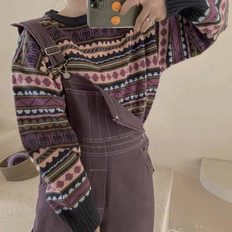 Loose Vintage Striped Warm Sweater