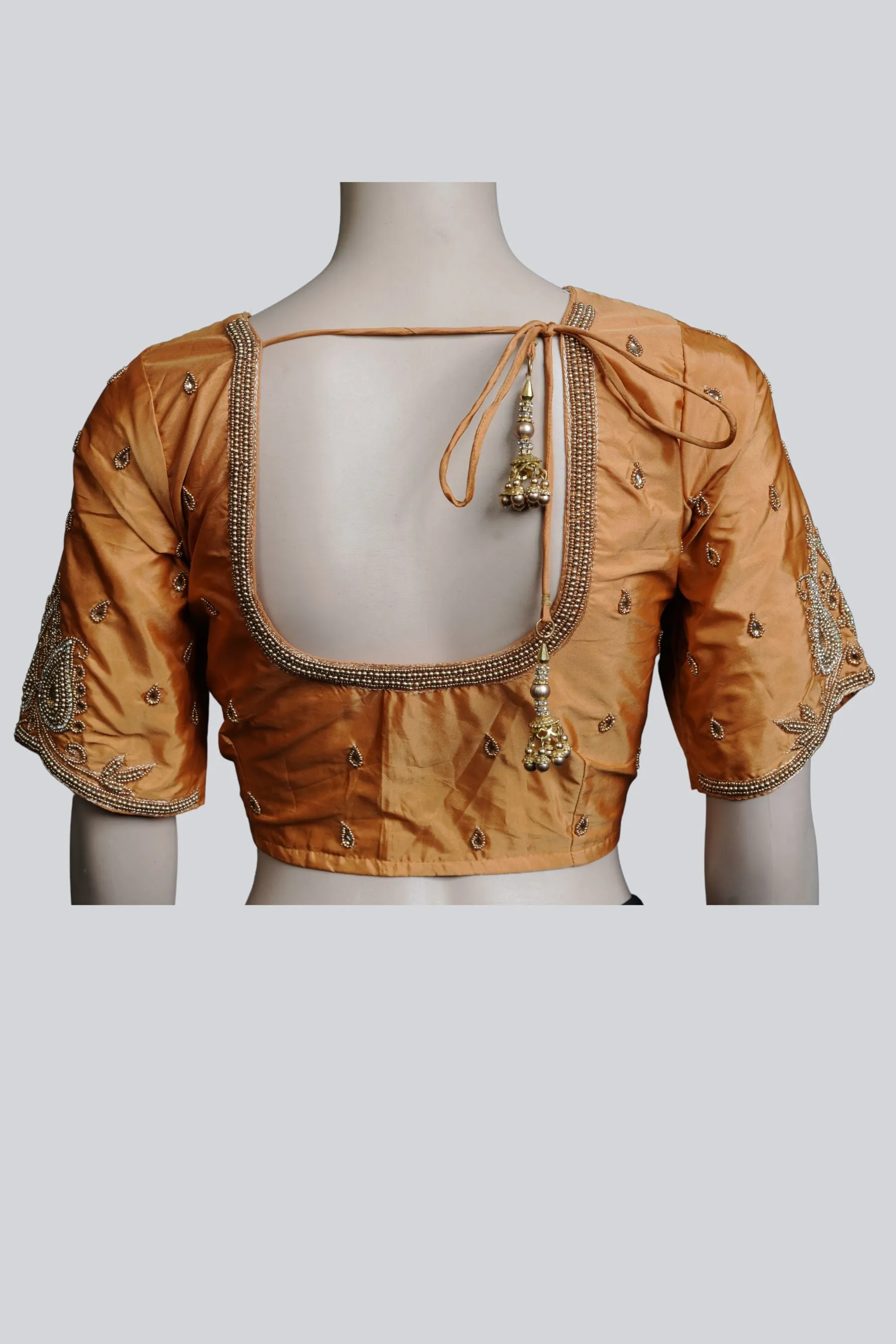 Maggam Work Blouse with Fancy Tassels - Elegant & Heavy Embellishments