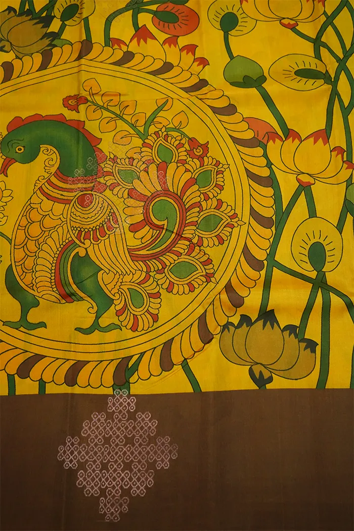 MANGO YELLOW WITH COCOA BROWN KANCHIVARAM SILK SAREE