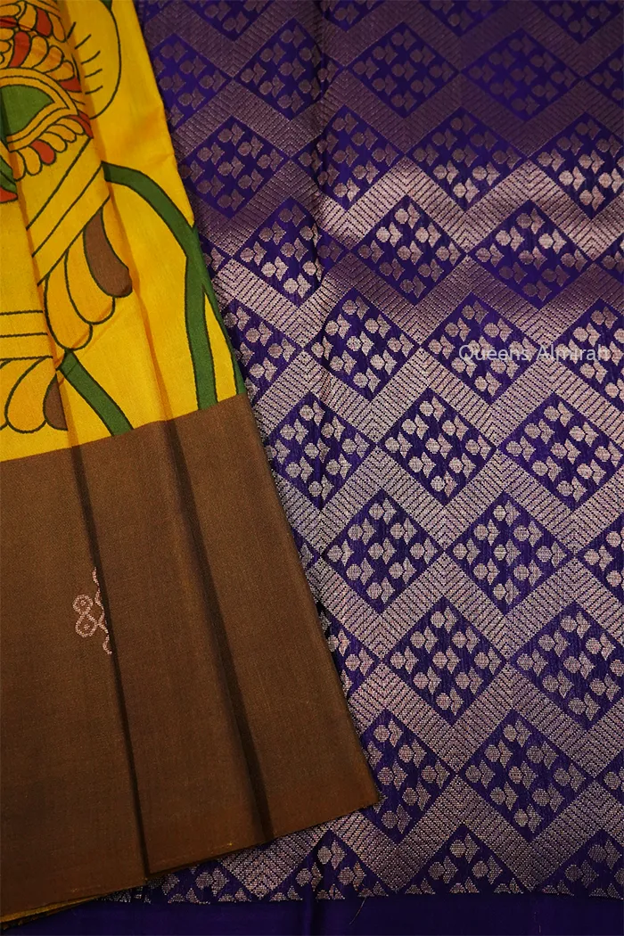 MANGO YELLOW WITH COCOA BROWN KANCHIVARAM SILK SAREE