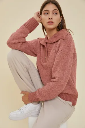 Marsala Button Cozy Sweater