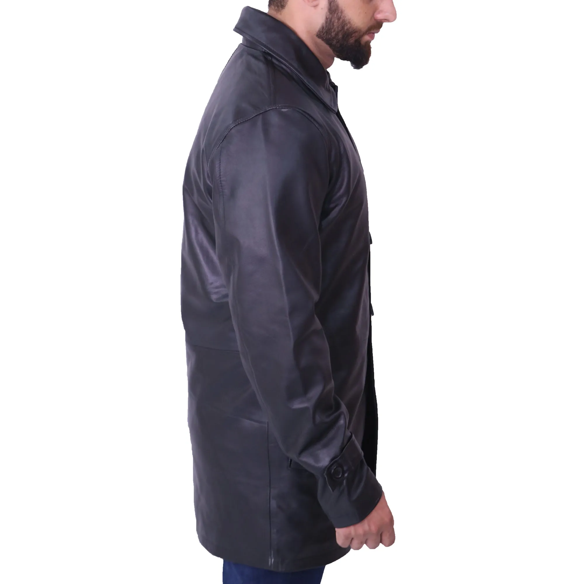 Men's Black Leather Coat